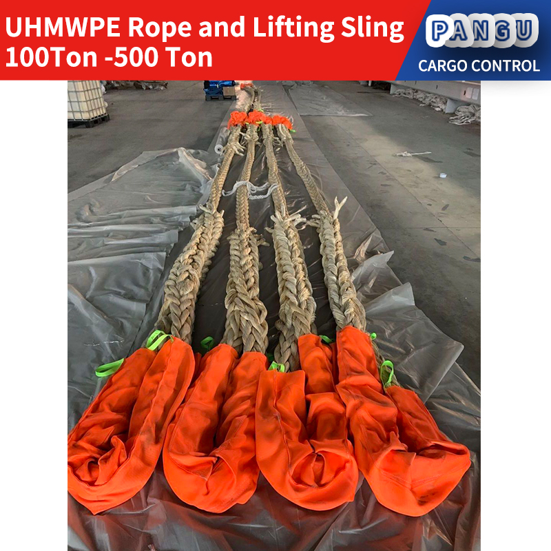 حبل UHMWPE البحري عالي التحمل دائري الرفع sling100T-500T للشحن خالي من عزم الدوران 8 حبلا و 12 حبلا حبل مضفر واحد