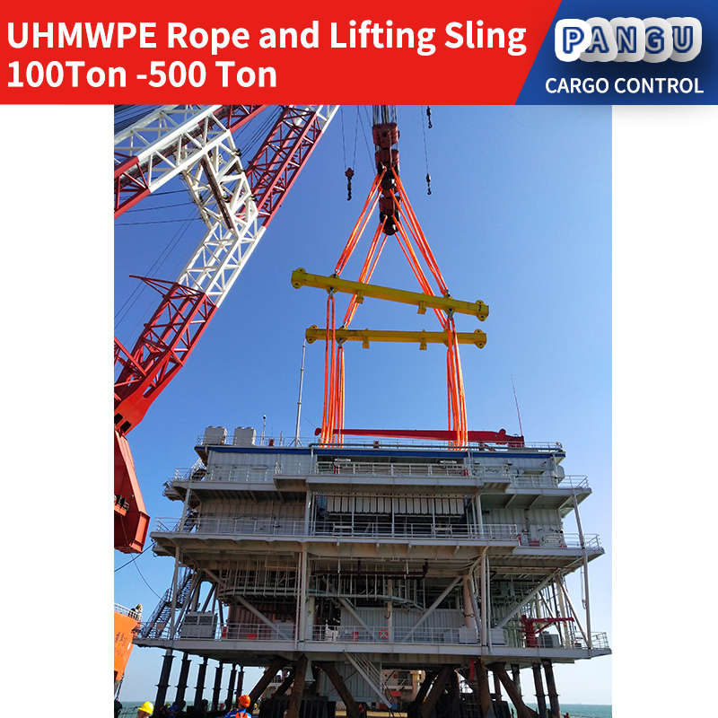 حبل UHMWPE البحري عالي التحمل دائري الرفع sling100T-500T للشحن خالي من عزم الدوران 8 حبلا و 12 حبلا حبل مضفر واحد